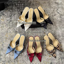 french stiletto open toe slippers women's summer pointed back empty high heels