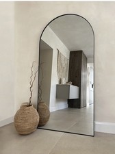 Full Length Black Arched Large Metal Mirror 72" x 36" (180cm x 90cm)