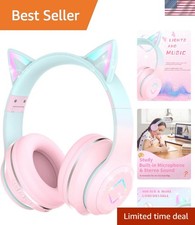 Fun Cat Ear Kids Headphones - Foldable, Wireless with Clear Sound Microphone