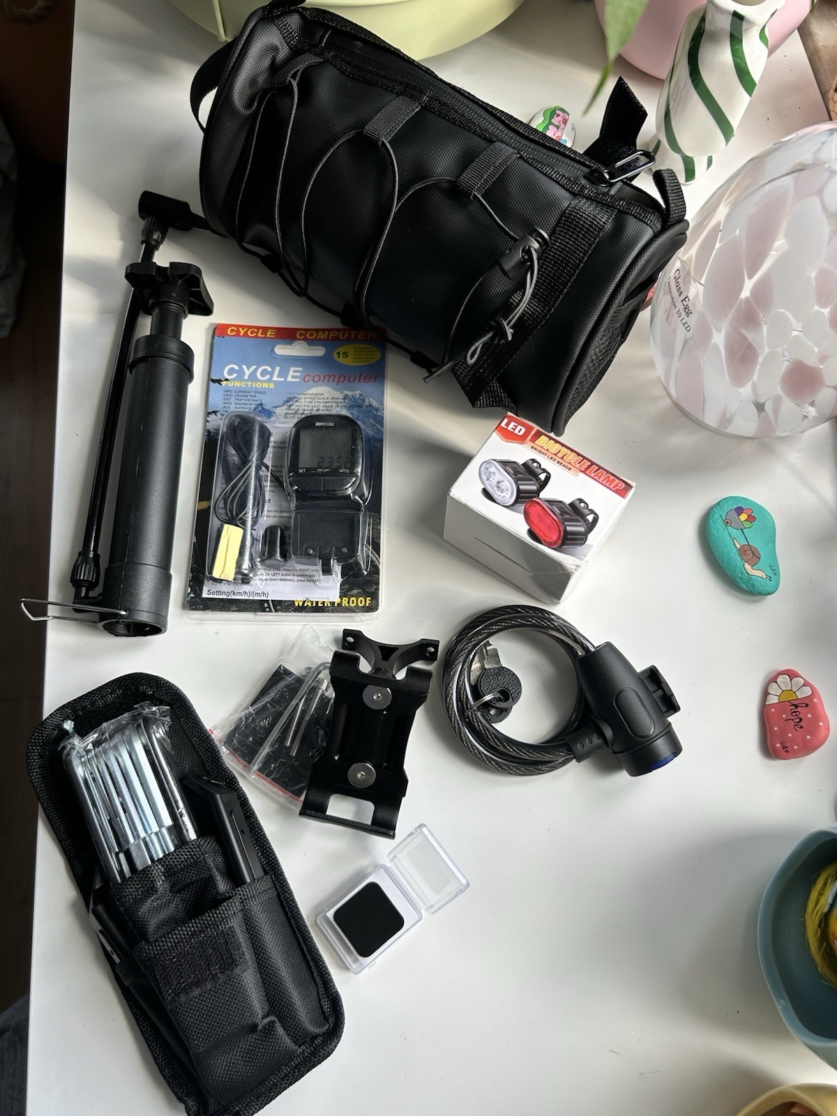 Ensemble complet d’accessoires vélo noir pour cyclisme urbain et VTT