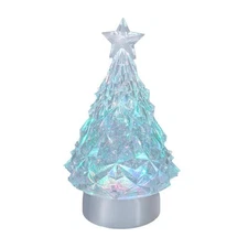 Kurt Adler 9" LED Tree Water Lantern, Glitter, Color-Changing, USB/Battery