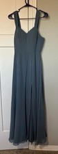 Azazie Bridesmaid Gown Light Blue Size A2 Floor Length Dress