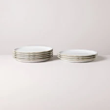 Set of 8 Carved Edge Salad Plates Cream - Hearth & Hand