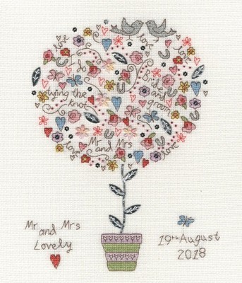 Cross Stitch ''Love Vows'' Embroidery Kit Unprinted Сanvas Bothy Threads