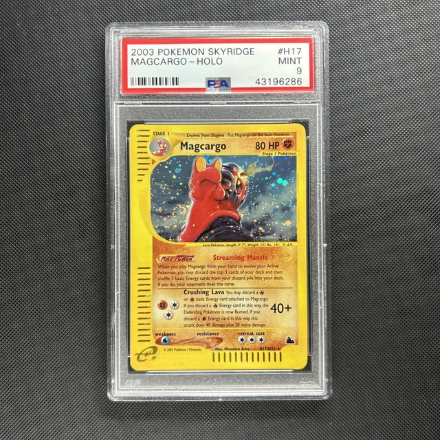 SWIRL 🌀 2003 POKEMON SKYRIDGE #H17 MAGCARGO-HOLO PSA 9