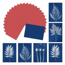 24 PCS Cyanotype Paper Sun Print Kit High Sensitive Red Crafts 5.8x8.3 Inch