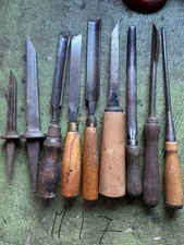 9 vintage old hand chisels in excellent condition 