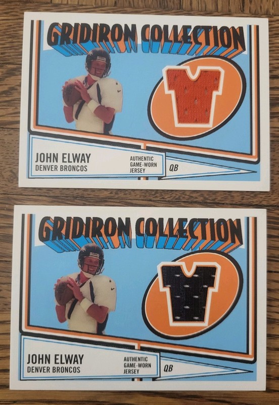 John Elway Lot of 2- 2005 Topps Heritage Gridiron Collection Relics!!!!  Broncos