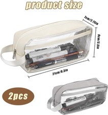 1/2X Clear Pencil Case See Through Transparent Large Pouch Makeup Storage Bag US