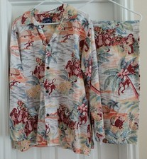 Nick and Nora Blue Tag Vintage 100 Cotton Monkey Business Pajama Set RLarge