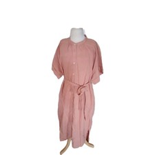 Uniqlo Kimono Belted Midi Dress 70s Style Academia Core Elegant Linen Pink M