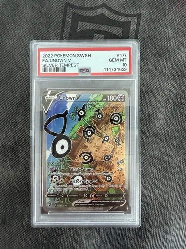 2022 Pokemon SWSH Unown V 177/195 Silver Tempest PSA 10 Alt Art