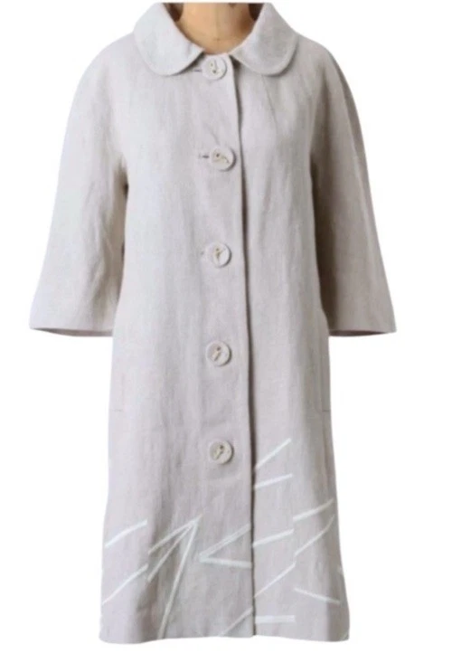$348 Abrigo Anthropologie Jackie O Lino P10 Pequeño Grande Neutro Sofisticado Foto 4 de 4