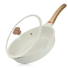 Nonstick Deep Frying Pan, Saute Pan with Lid, 11/5Qt, German 3C+ Ceramic Coating