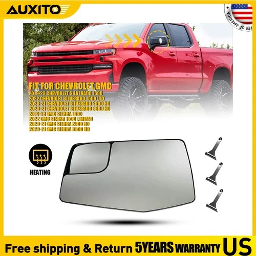 Heated Mirror Glass Left For 2019-2023 Chevrolet Silverado 1500 GMC Sierra 1500
