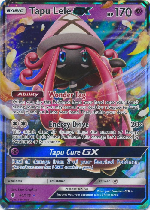 MP Pokemon Tapu Lele GX - 60/145 - Ultra Rare Moderately Played