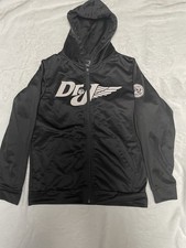 Dr. J Basketball Jacket . Hooded Size 10-12 Black/ White Zip Up