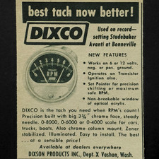 Dixco Tachometer Rpm Gauge Studebaker Avanti Bonneville 1963 Vtg Print Ad