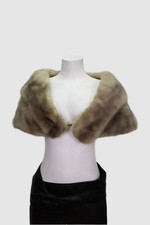 Women's Mink Fur Collar Shawl Stole Wrap Cape MINT WEDDING