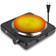 TeqHome Hot Plate, 1500W Portable Electric Stove For Cooking With 5 Levels And