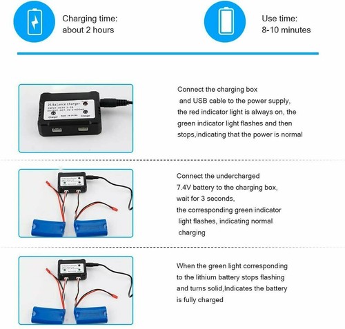 2 PIEZAS Batería de iones de litio 7,4V 1500mAh Enchufe JST para Coche de radiocontrol Barco Helicóptero MJX T10 - Imagen 4 de 7