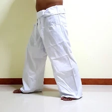 WhiteThai fisherman pantsThai traditional pants popular among tourists yoga art.