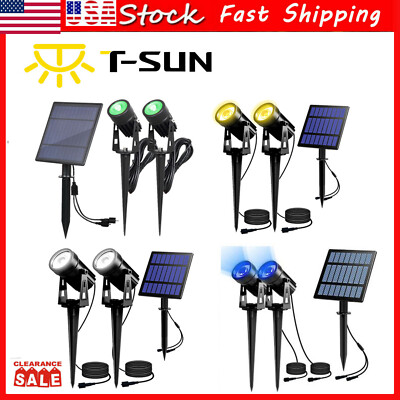 2Pcs Solar LED Spotlights Wall Lights Outdoor Garden Waterproof Yard Lamps US