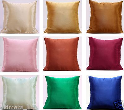Kissenbezüge Uni 40 cm 16 Zoll Neu Seide Polyester Reißverschluss Kissen Dekor Zuhause Glänzend