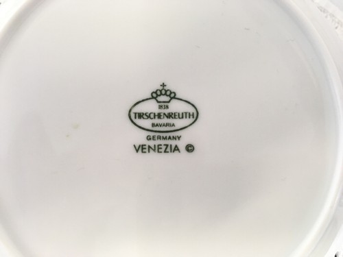 Set Of 6 Vintage Tirschenreuth 1838 Venezia Soup Bowls Twin Handled White Gilded - Picture 6 of 8