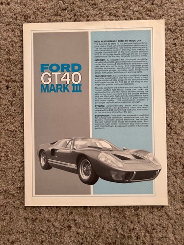 1960s Ford GT40 Mark III original sales literature.