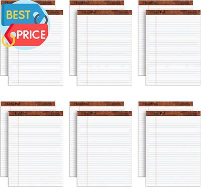 8.5 X 11 3/4 Legal Pads, 12 Pack, the Legal Pad Brand, Wide Ruled, White Paper,
