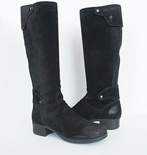 Prada Sport Womens Distressed Suede Riding Boots Black Size 37.5 US 7.5