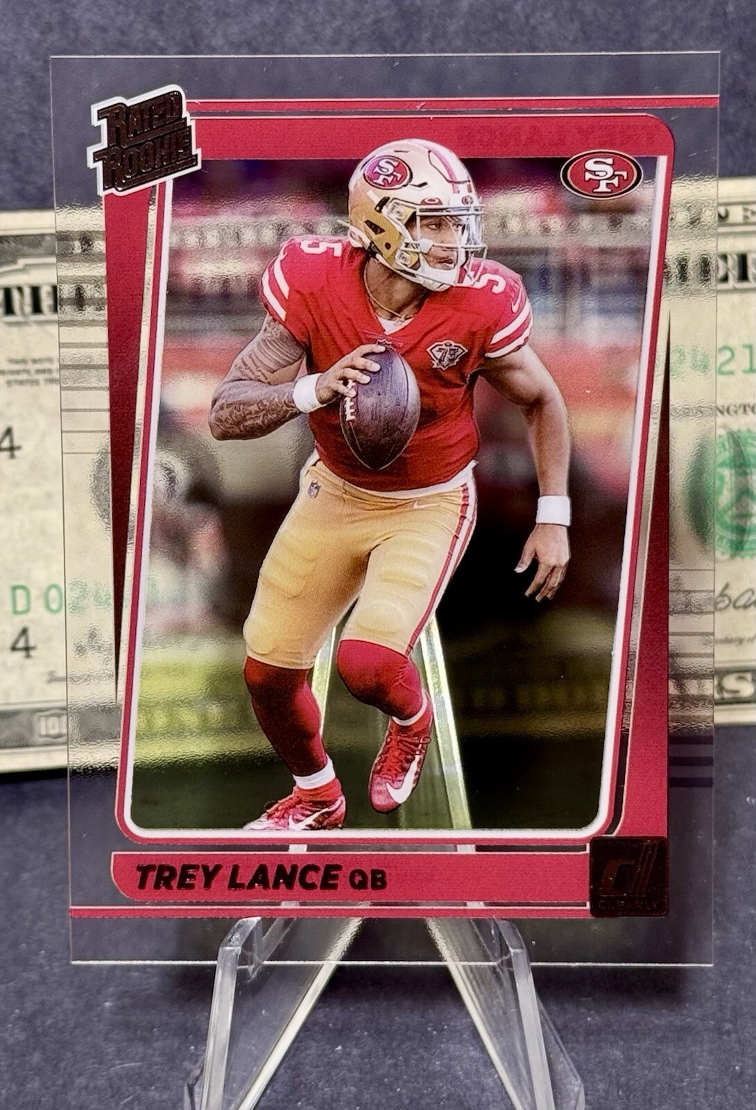 2021 Panini Clearly Donruss Trey Lance Rated Rookie #54 San Francisco 49ers