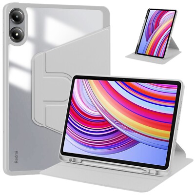 Protective Case for Xiaomi Poco Pad 12.1 inch Clear Back Cover + Rotation Stand
