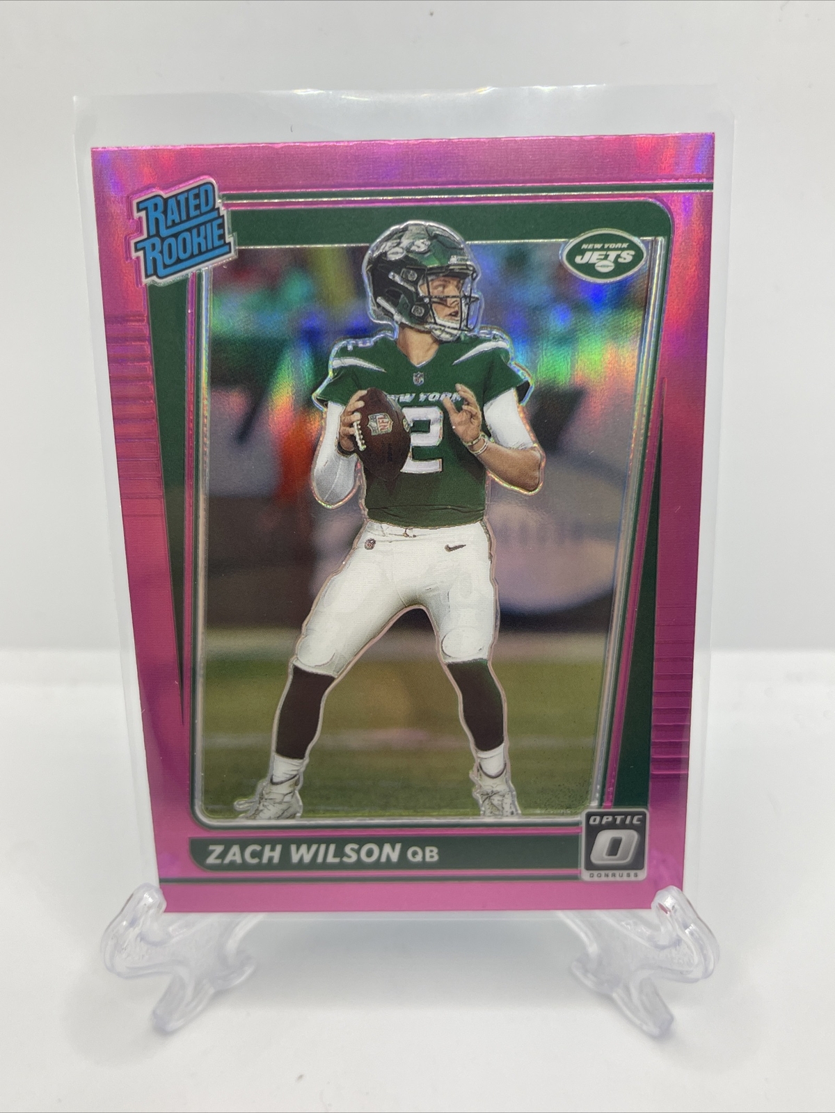 2021 Donruss Optic Zach Wilson Pink Holo Prizm Rated Rookie #P-252 Preview