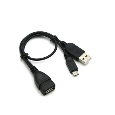 3pcs USB Data Cable With Power Supply Micro USB-OTG U Disk Conversion Cable 