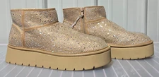 Wild Fable Women's Size 10 Missy Beige Bling Sequin Covered Platform Booties