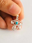 925 Silver Egyptian Eye of Horus, RA Turquoise Sterling Silver Pendant - ESP18