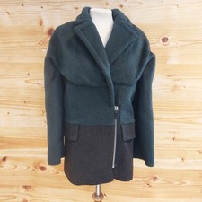 Alexander Wang Jacket Brushed Alpaca & Wool Blend Green & Brown 2 Tone Size 0/xs