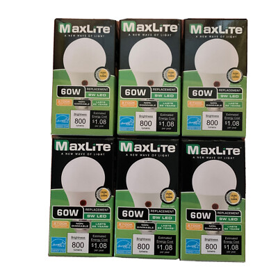 6 Dusk to Dawn A19 LED Light Bulbs Outdoor Light Sensing Bulb 60W Equivalent 9W
