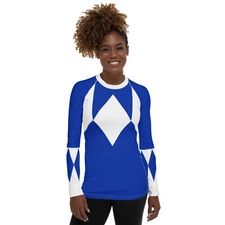 Fighter Blue Halloween Costume Women's Rash Guard Shirt Cosplay Clothing