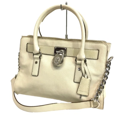 Michael Kors Hamilton Sac Hobo Épaule Cuir Off-White Logo Medium - Photo 1/4