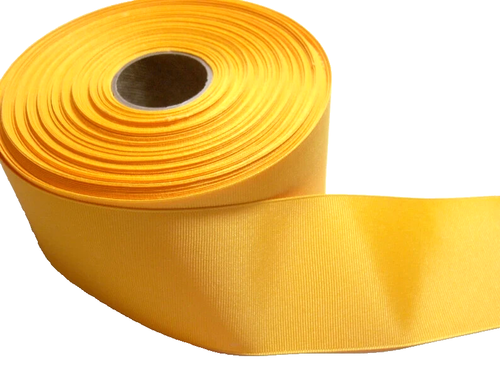 Yellow Gold Grosgrain Ribbon 2 1/4 inches wide x 10 yards, Offray Polyester B20 - Picture 2 of 3