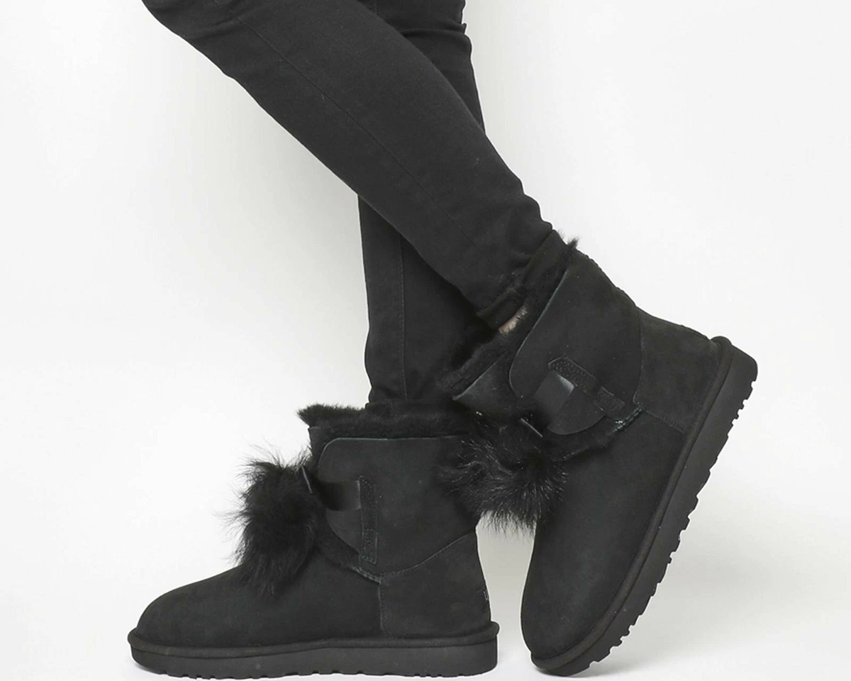 New Ugg Gita Boot Genuine Shearling Black Suede Size 7 1018517 eBay