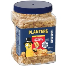 PLANTERS Salted Cocktail Peanuts, Party Snacks, Plant-Based Protein, 2.19 lb Jar
