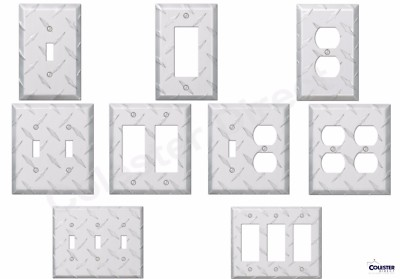 #ad Diamond Plate Aluminum Wall Switch Plate Outlet Cover Toggle Rocker GFI Garage $3.99