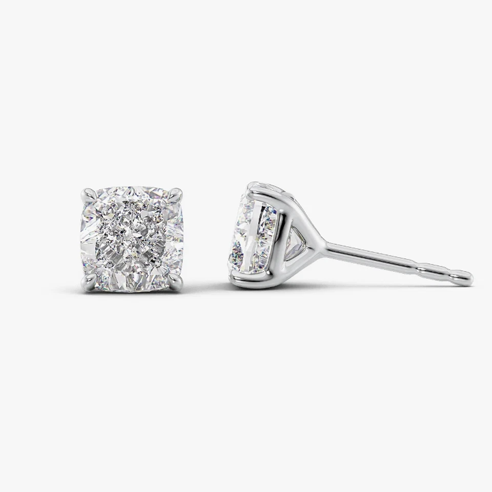 Platinum Earring 2 Carat IGI Lab Created Cushion Diamond Stud Fine PT950 E F VS - Image 3 of 4
