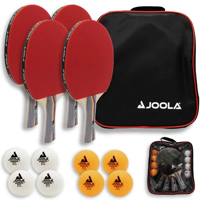 JOOLA Tischtennis Team School Set 4x Tischtennisschläger 8x TT Bälle inkl Tasche