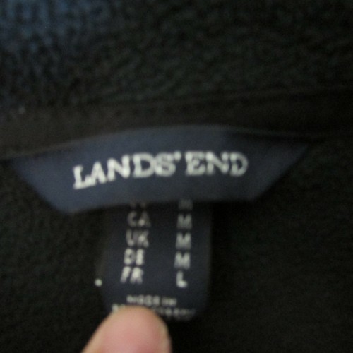 LANDS END MENS MEDIUM BLACK FLEECE ZIP UP JACKET/COAT FULL ZIP POCKETS CASUAL - Picture 3 of 9