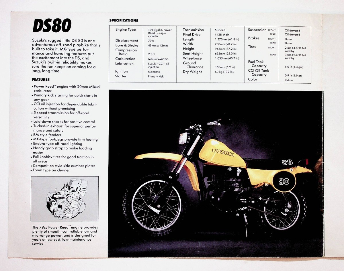 1982 Suzuki DS80 RS175 - 4-Page Vintage Motorcycle Ad Brochure | eBay